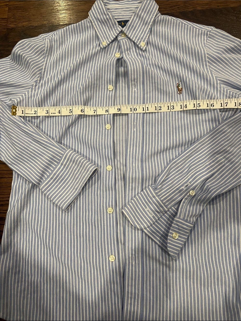 Ralph Lauren Light Blue and White Striped Button-Down Shirt